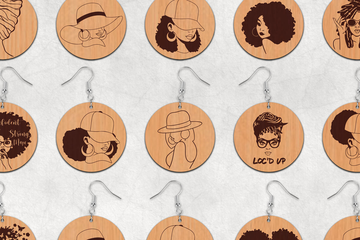 Σετ των 3 Intra απο ξύλο plywood 3mm-4mm πάχος Μαύρα γυναικεία σκουλαρίκια Δίασταση 2x2 cm INTRAFABR-30701244