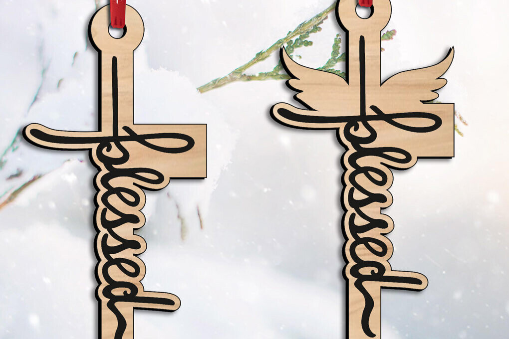 Σετ των 3 Intra απο ξύλο plywood 3mm-4mm πάχος Σταυρός του μακαριστού Αγίου Ιησού Χριστού Δίασταση 8x8 cm INTRAFABR-112097285