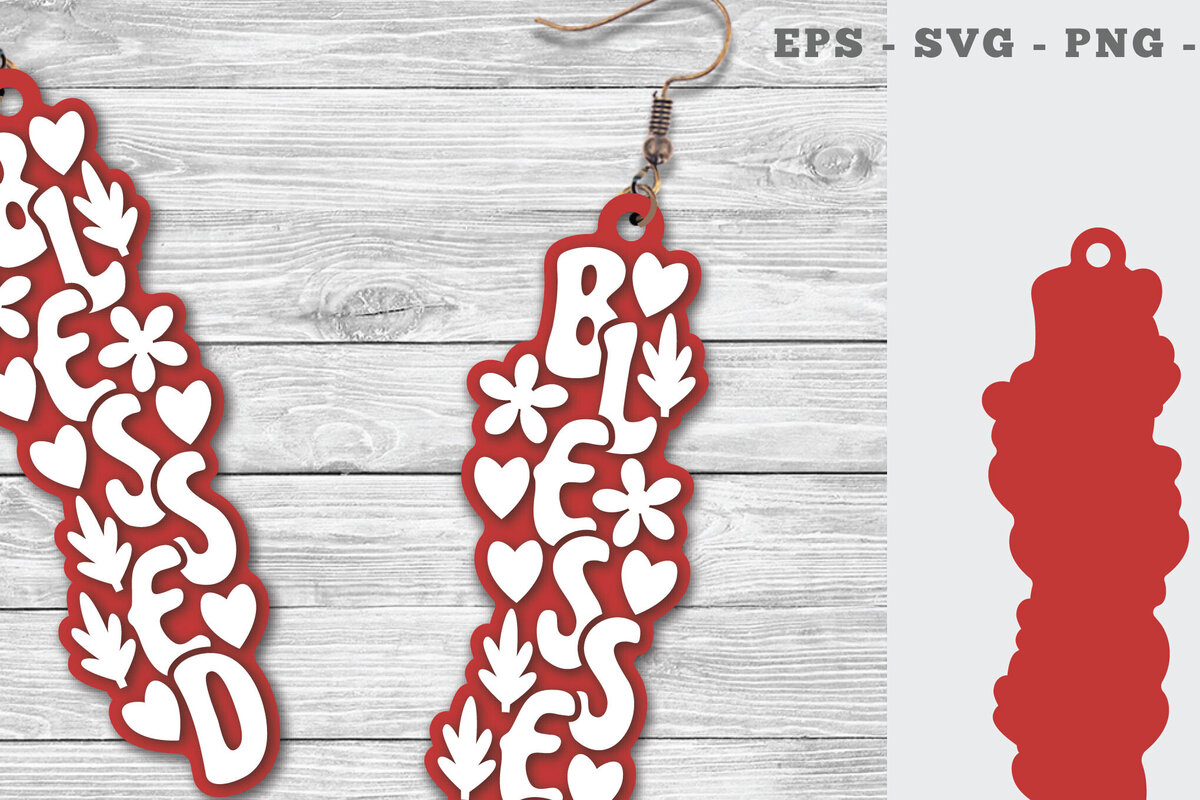 Σετ των 3 Intra απο ξύλο plywood 3mm-4mm πάχος Blessed  Earrings Δίασταση 3x3 cm INTRAFABR-111697943