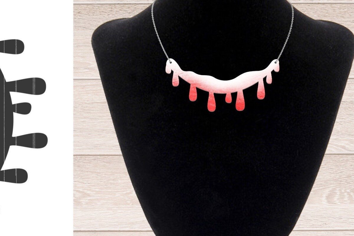 Σετ των 2 Intra απο ξύλο plywood 3mm-4mm πάχος κολιέ αίματος, Απόκριες Δίασταση 20x20 cm INTRAFABR-39057928