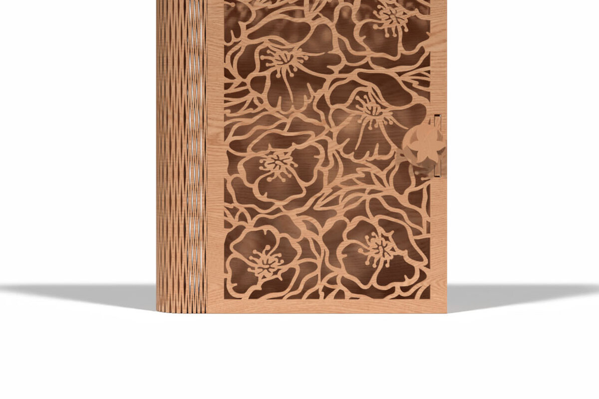 Intra απο ξύλο plywood 3mm-4mm πάχος Blooming Floral Ξύλινο Κουτί κομμένο με λέιζερ Δίασταση 30x30 cm INTRAFABR-118221850