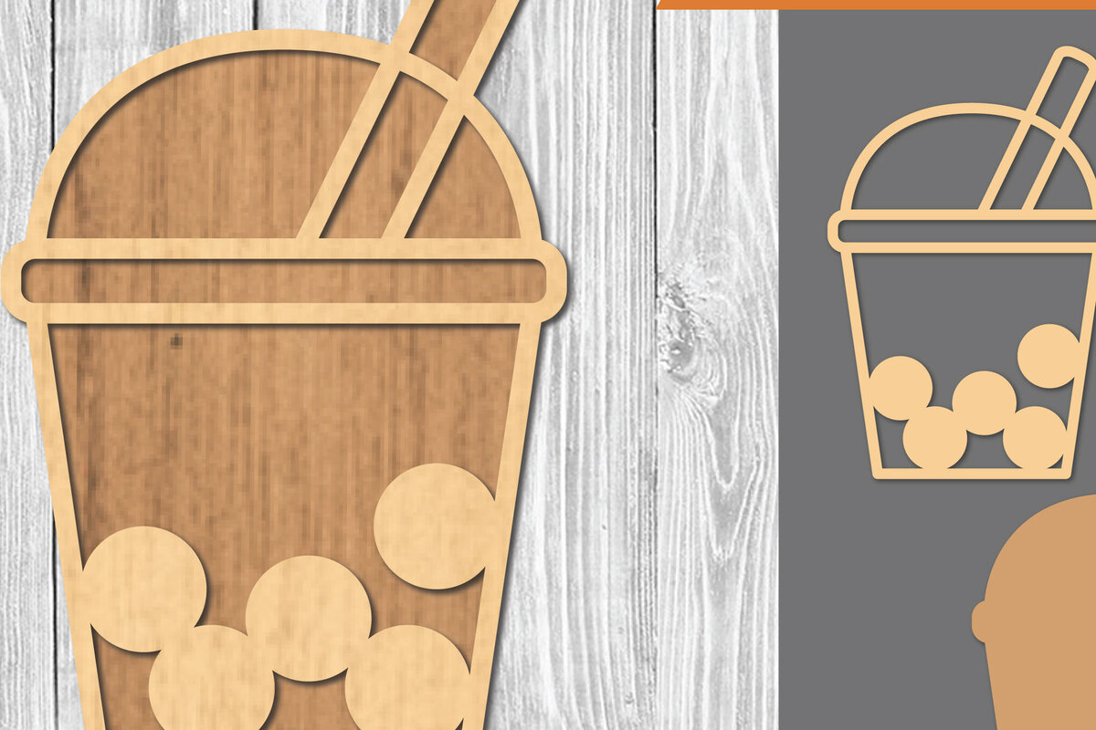 Σετ των 2 Intra απο ξύλο plywood 3mm-4mm πάχος Boba Drink Decoration Δίασταση 15x15 cm INTRAFABR-109510347