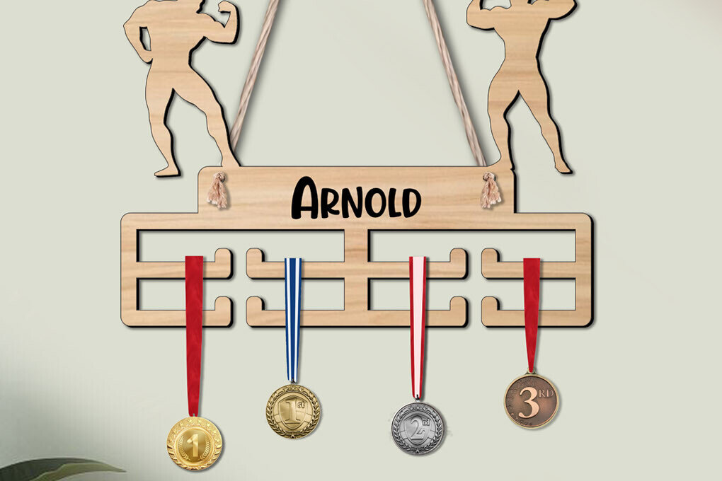 Σετ των 2 Intra απο ξύλο plywood 3mm-4mm πάχος Bodybuilding Man Medal Hanger Sport Δίασταση 15x15 cm INTRAFABR-120285041