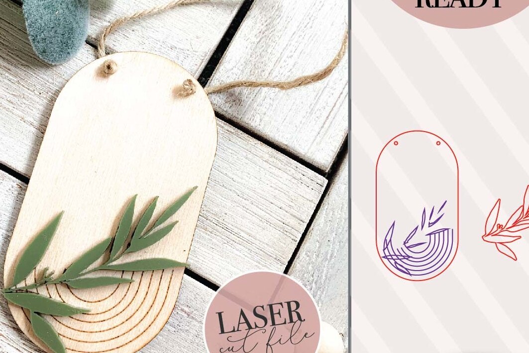 Σετ των 2 Intra απο ξύλο plywood 3mm-4mm πάχος Σημάδι Boho Arch , Κενό Floral σημάδι Δίασταση 15x15 cm INTRAFABR-70531707