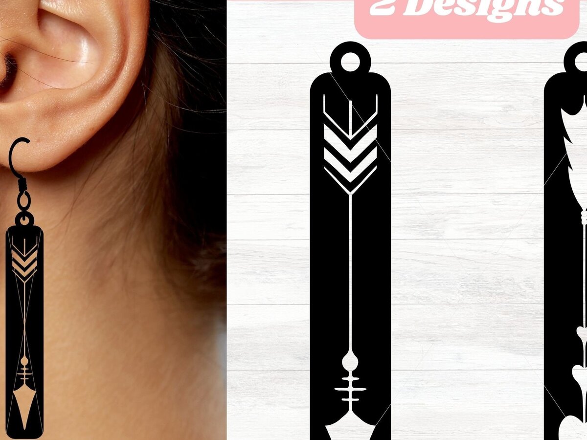 Σετ των 3 Intra απο ξύλο plywood 3mm-4mm πάχος Boho Arrow Earrings Cut File Δίασταση 3x3 cm INTRAFABR-34419474