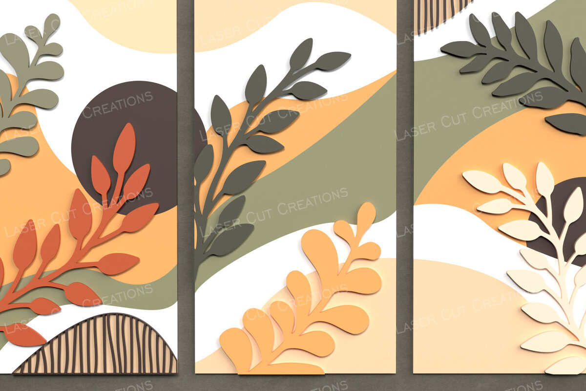 Intra απο ξύλο plywood 3mm-4mm πάχος Boho Botanical Wall Art Δίασταση 40x40 cm INTRAFABR-125219504