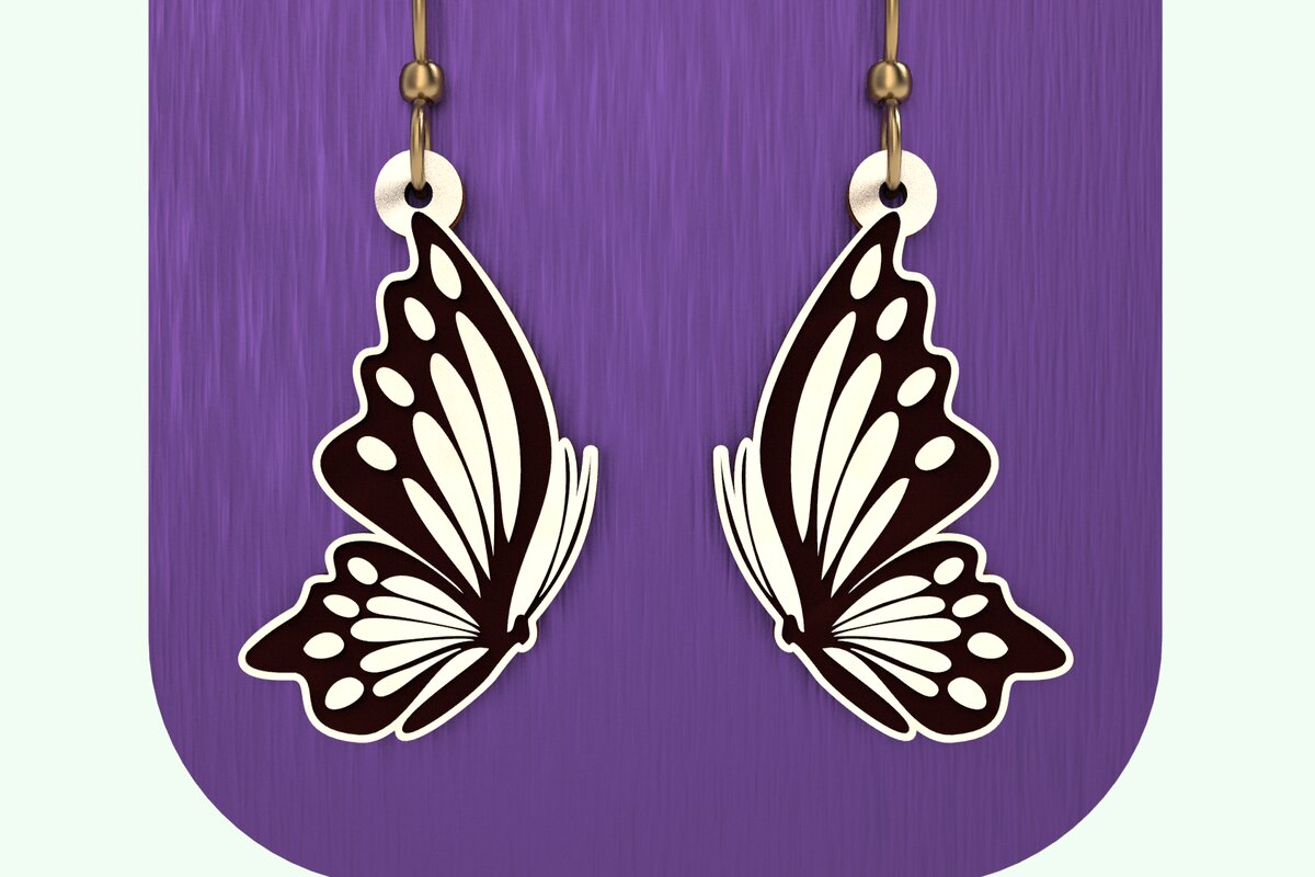 Σετ των 3 Intra απο ξύλο plywood 3mm-4mm πάχος Boho Σκουλαρίκια πεταλούδας σχέδιο λέιζερ Δίασταση 3x3 cm INTRAFABR-123339515