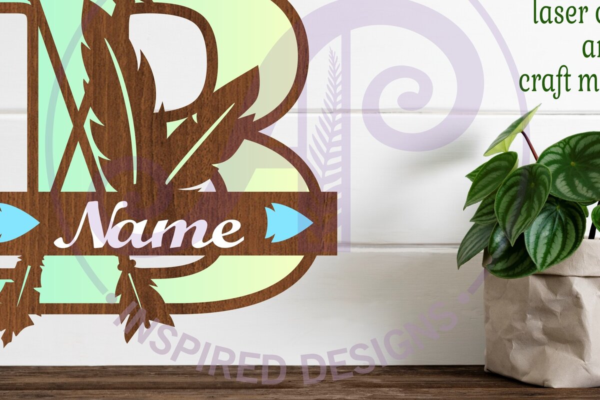 Intra απο ξύλο plywood 3mm-4mm πάχος Boho Capital Monogram Letter B Δίασταση 30x20 cm INTRAFABR-86122625