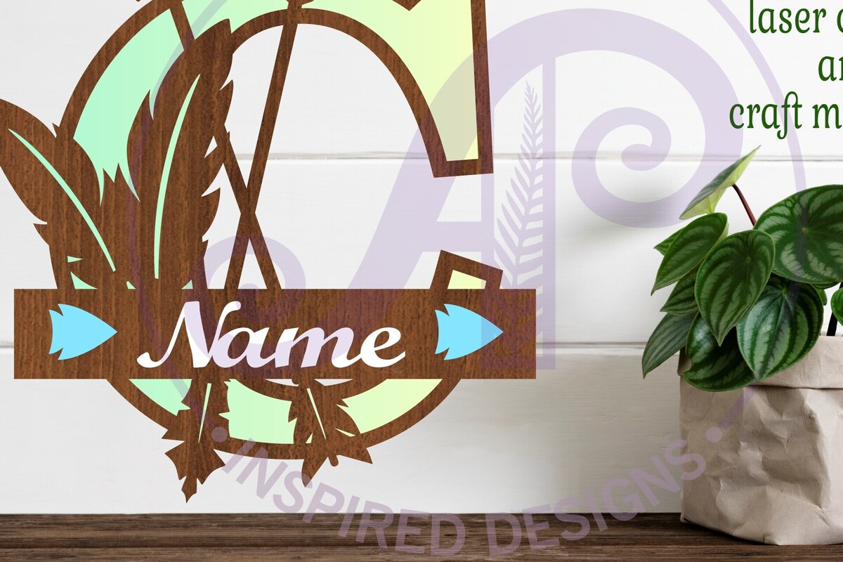 Intra απο ξύλο plywood 3mm-4mm πάχος Boho κεφαλαίο μονόγραμμα Γράμμα C Δίασταση 30x20 cm INTRAFABR-86122652