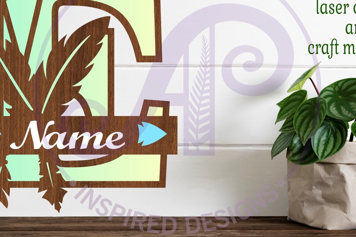 Intra απο ξύλο plywood 3mm-4mm πάχος Boho Capital Monogram Letter E Δίασταση 30x20 cm INTRAFABR-86122709