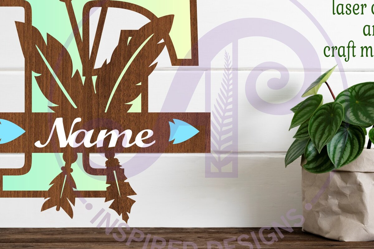 Intra απο ξύλο plywood 3mm-4mm πάχος Boho κεφαλαίο μονόγραμμα Γράμμα F Δίασταση 30x20 cm INTRAFABR-86122735