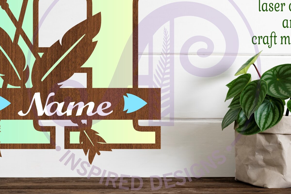 Intra απο ξύλο plywood 3mm-4mm πάχος Boho Capital Monogram Letter H Δίασταση 30x20 cm INTRAFABR-86122765