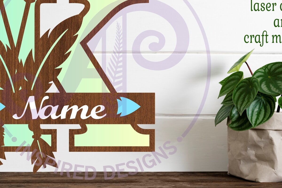 Intra απο ξύλο plywood 3mm-4mm πάχος Boho Capital Monogram Letter K Δίασταση 30x20 cm INTRAFABR-86123373