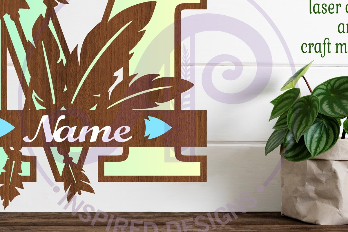 Intra απο ξύλο plywood 3mm-4mm πάχος Boho κεφαλαίο μονόγραμμα Γράμμα M Δίασταση 30x20 cm INTRAFABR-86123426