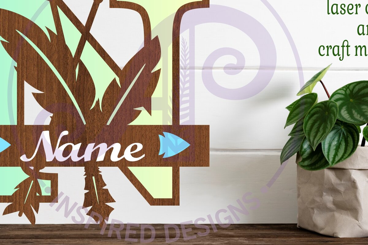 Intra απο ξύλο plywood 3mm-4mm πάχος Boho Capital Monogram Letter N Δίασταση 30x20 cm INTRAFABR-86123454