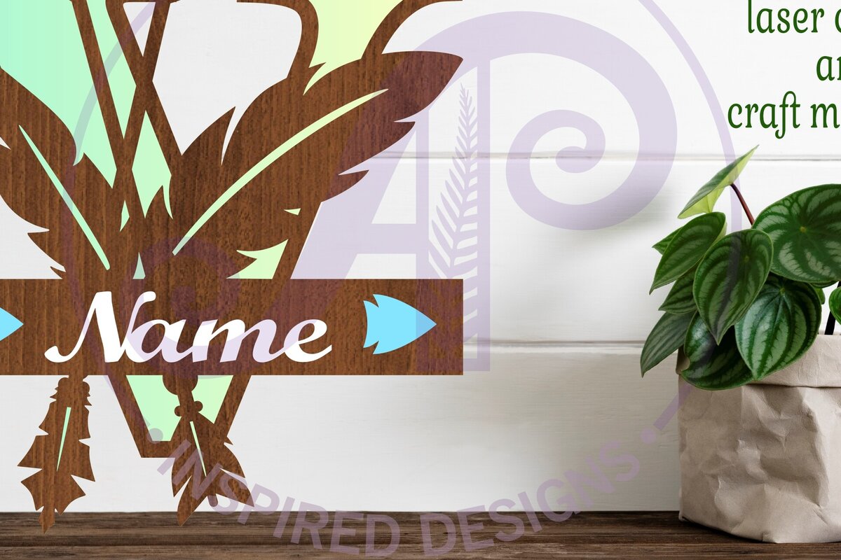 Intra απο ξύλο plywood 3mm-4mm πάχος Boho Capital Monogram Letter V Δίασταση 30x20 cm INTRAFABR-86123655