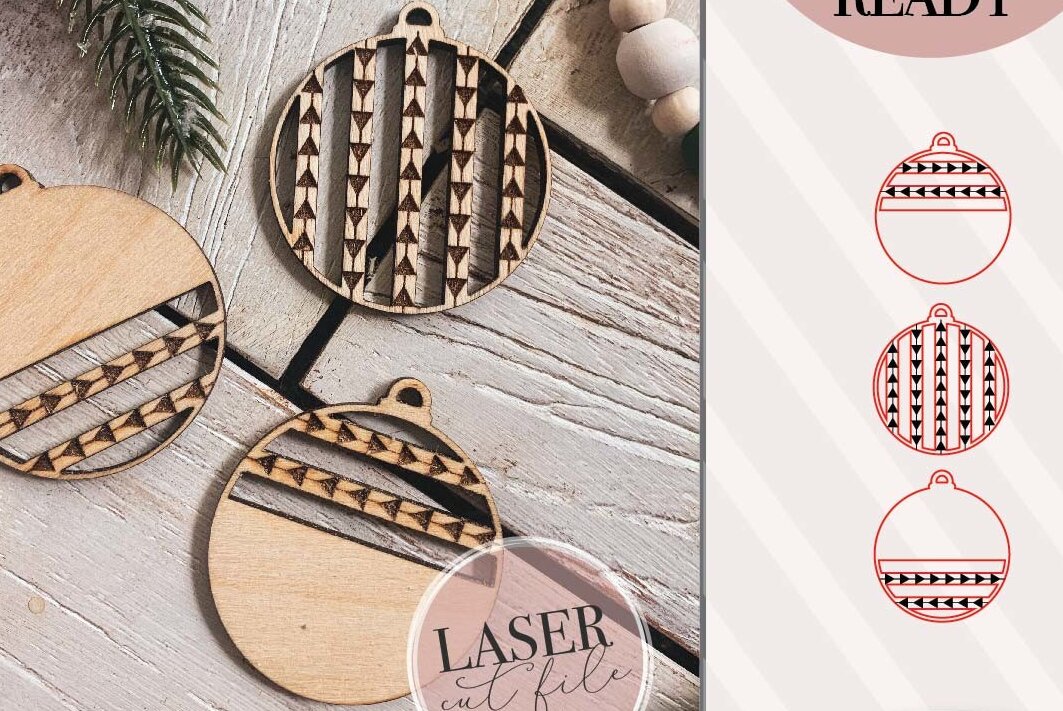 Σετ των 3 Intra απο ξύλο plywood 3mm-4mm πάχος Χριστουγεννιάτικων στολιδιών Boho Δίασταση 8x8 cm INTRAFABR-71918910