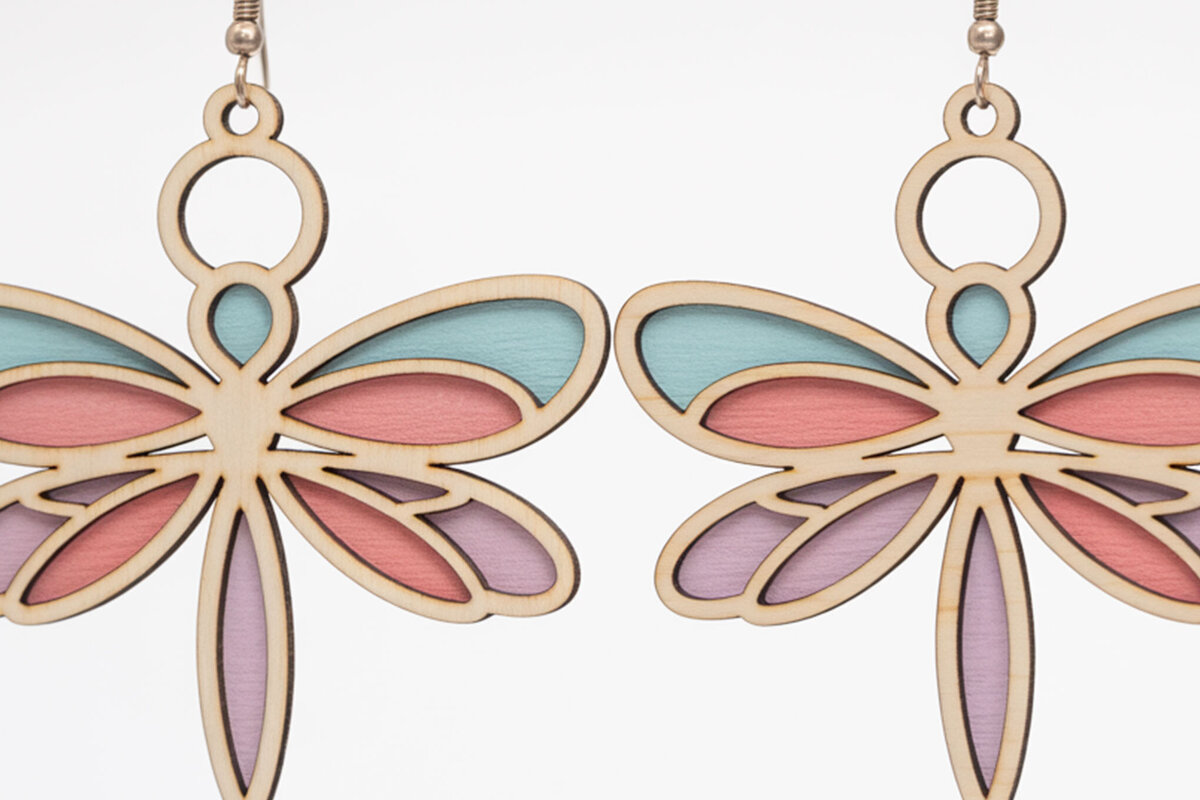 Σετ των 3 Intra απο ξύλο plywood 3mm-4mm πάχος Boho Dragonfly Earrings Δίασταση 3x3 cm INTRAFABR-122356981