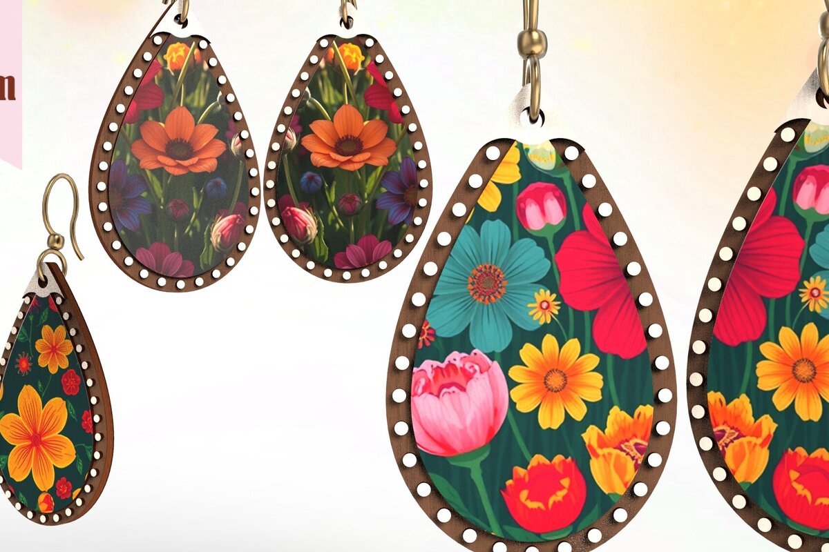 Σετ των 3 Intra απο ξύλο plywood 3mm-4mm πάχος Boho Drop Earrings  Δίασταση 1x2 cm INTRAFABR-123290730