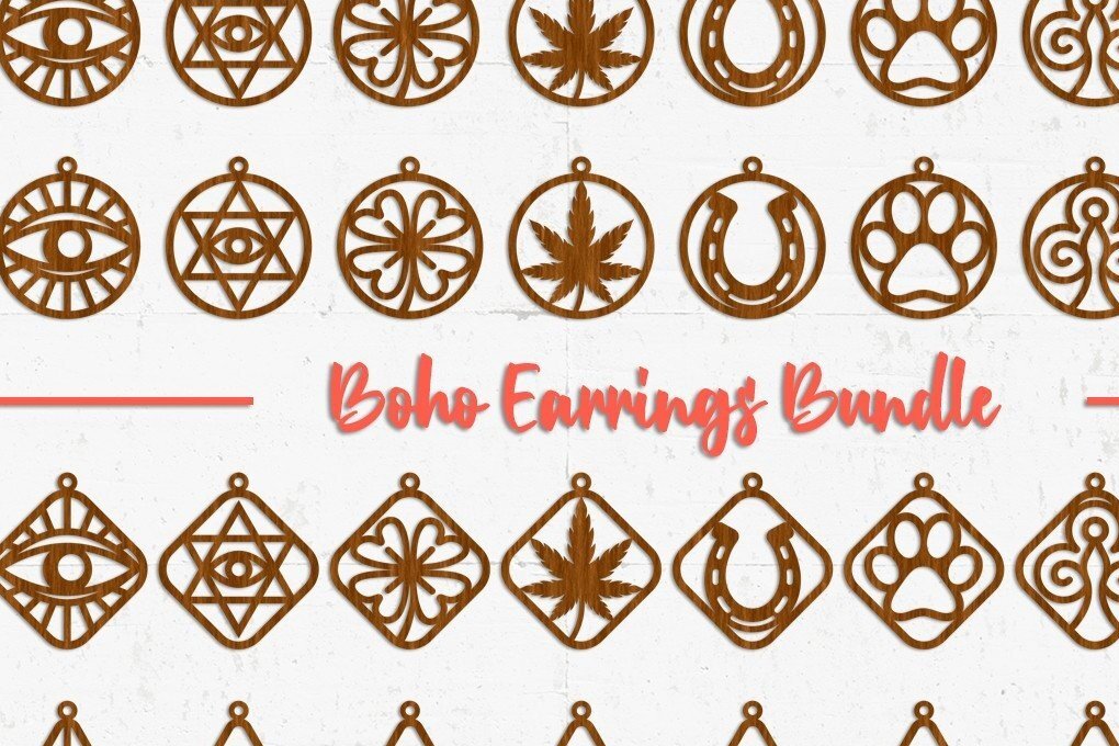 Σετ των 3 Intra απο ξύλο plywood 3mm-4mm πάχος Boho Earrings - Cut  Δίασταση 3x3 cm INTRAFABR-32144202