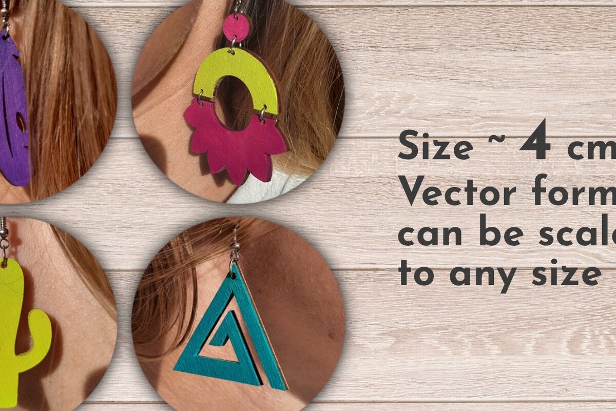 Σετ των 3 Intra απο ξύλο plywood 3mm-4mm πάχος Boho Earrings , Native American  Δίασταση 3x3 cm INTRAFABR-32955392