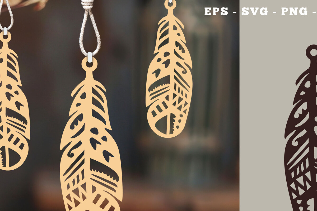 Σετ των 3 Intra απο ξύλο plywood 3mm-4mm πάχος Στολίδι Boho Feather Cut  5 Δίασταση 8x8 cm INTRAFABR-112014128