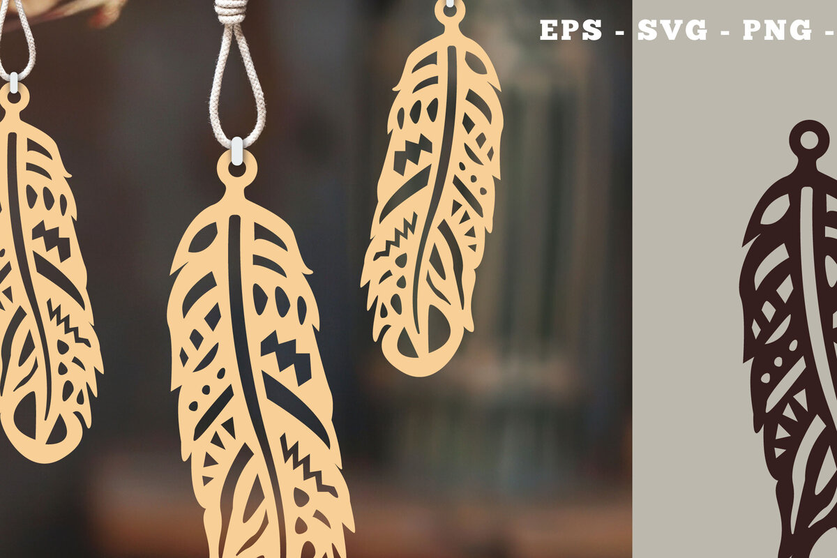 Σετ των 3 Intra απο ξύλο plywood 3mm-4mm πάχος Στολίδι Boho Feather Cut  6 Δίασταση 8x8 cm INTRAFABR-112014175