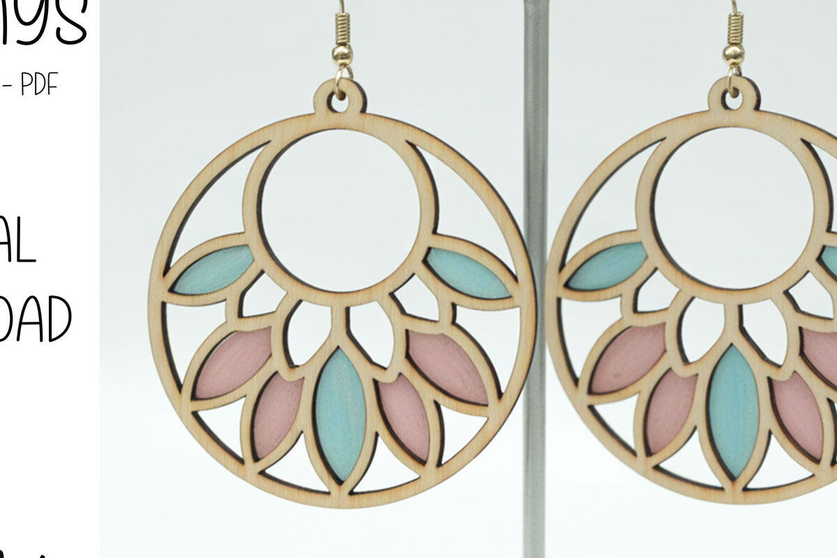 Σετ των 3 Intra απο ξύλο plywood 3mm-4mm πάχος Boho Floral Hoop Σκουλαρίκια Δίασταση 3x3 cm INTRAFABR-123009491