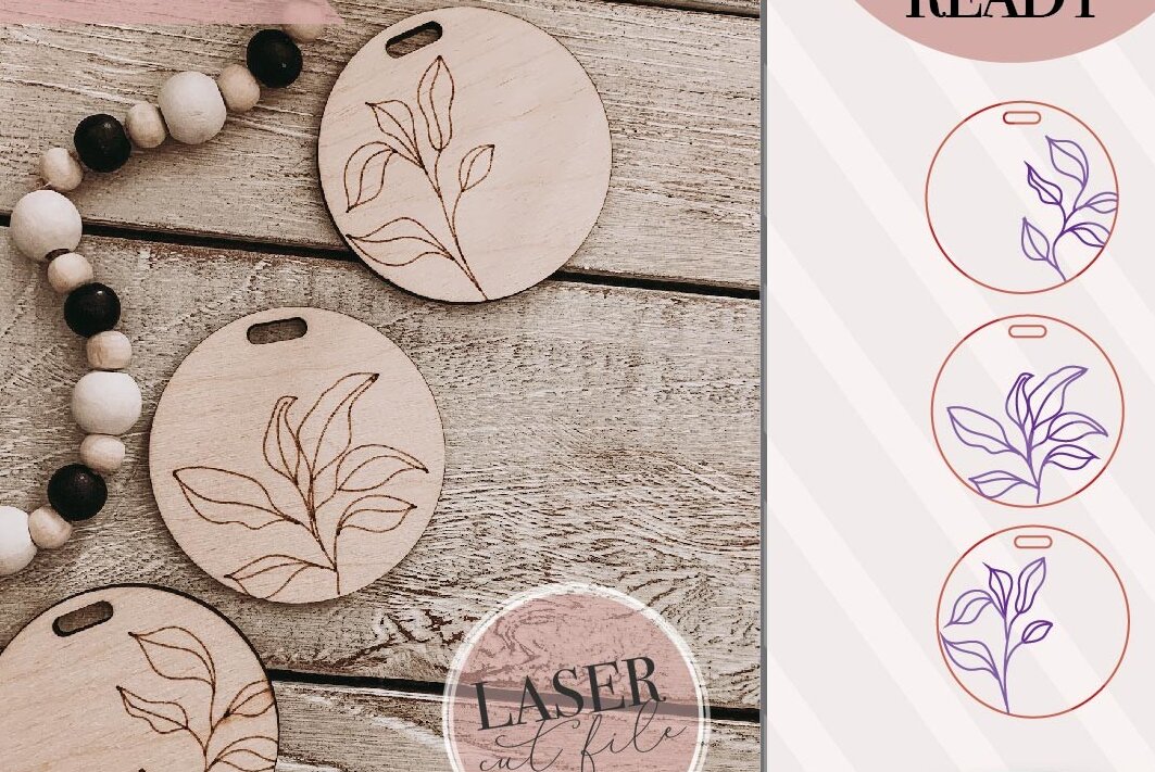 Σετ των 3 Intra απο ξύλο plywood 3mm-4mm πάχος μπρελόκ Boho Floral Δίασταση 4x4 cm INTRAFABR-74343025