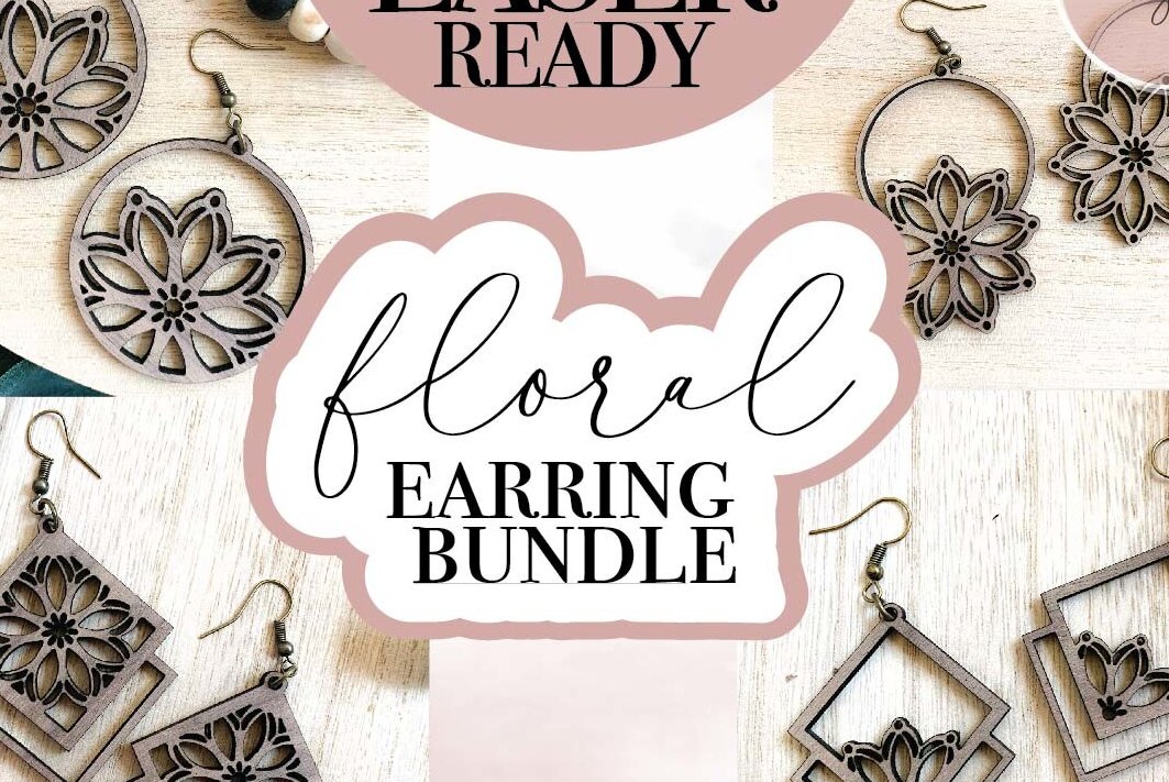 Σετ των 3 Intra απο ξύλο plywood 3mm-4mm πάχος Boho Floral Σκουλαρίκια  Δίασταση 3x3 cm INTRAFABR-71701331