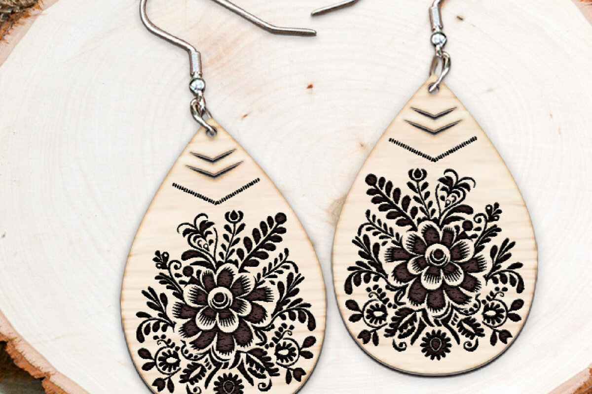 Σετ των 3 Intra απο ξύλο plywood 3mm-4mm πάχος Σκουλαρίκια Boho Flower Cut . Δίασταση 4x4 cm INTRAFABR-118118609