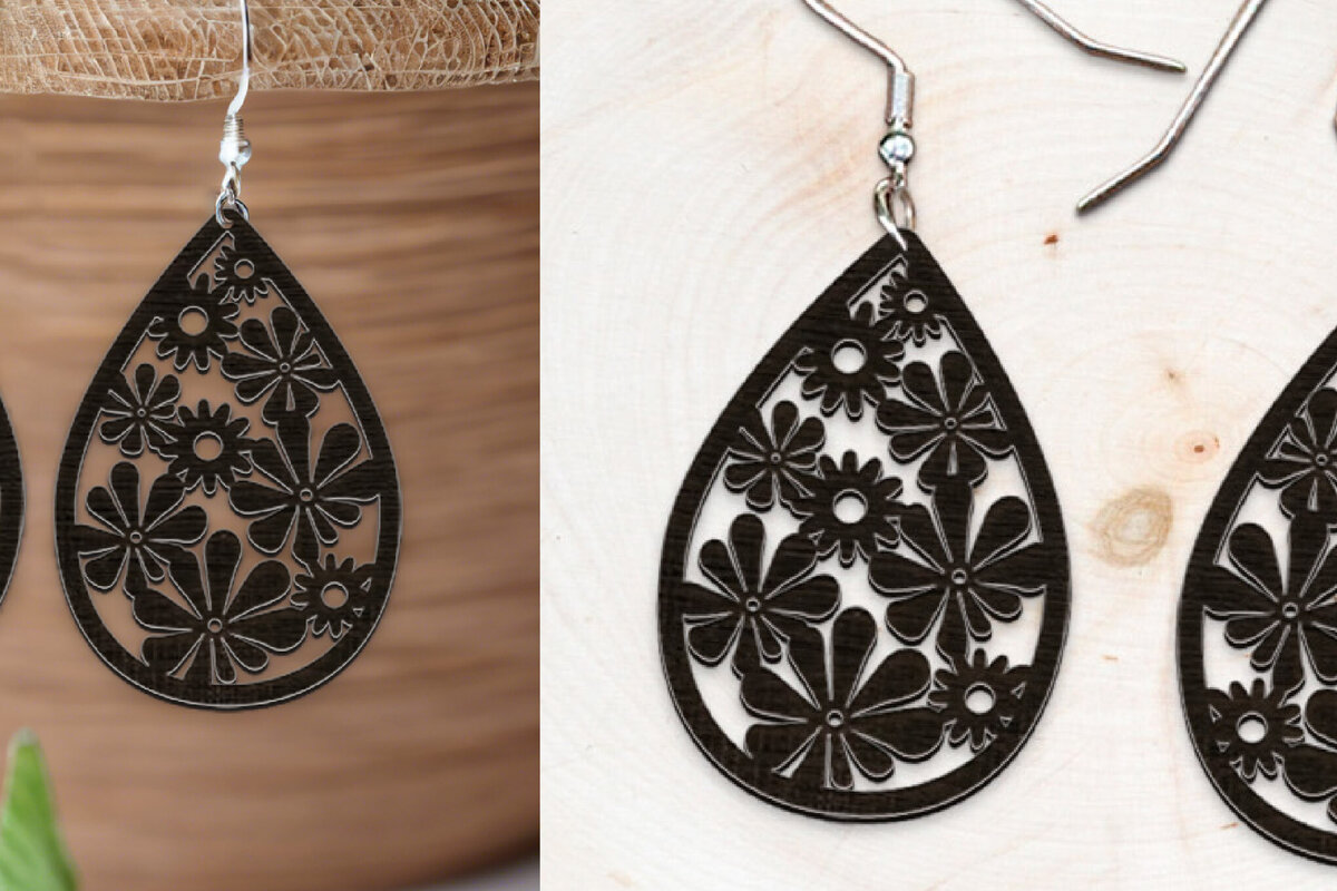 Σετ των 3 Intra απο ξύλο plywood 3mm-4mm πάχος Σκουλαρίκια Boho Flower Cut . Δίασταση 4x4 cm INTRAFABR-116614462