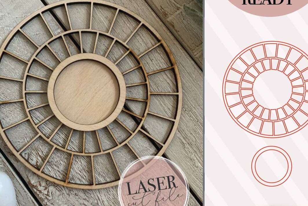 Intra απο ξύλο plywood 3mm-4mm πάχος Boho Flower , Boho Στρογγυλή πινακίδα Δίασταση 30x20 cm INTRAFABR-70596173