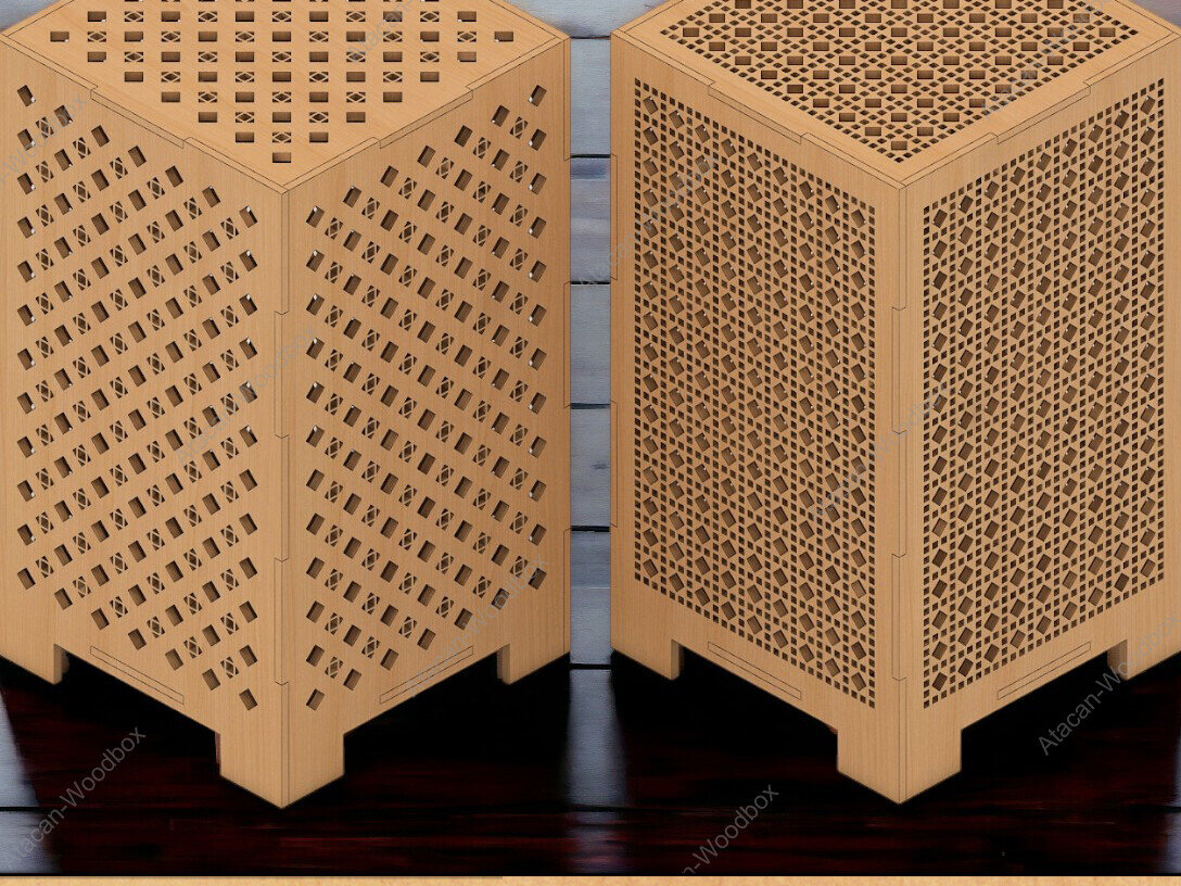 Σετ των 3 Intra απο ξύλο plywood 3mm-4mm πάχος μοτίβο λάμπας Boho με μπαστούνι από ρατάν Δίασταση 4x4 cm INTRAFABR-91935474