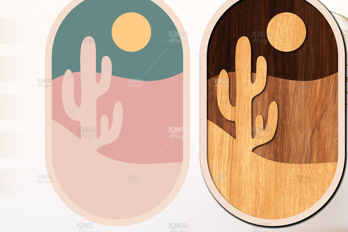 Intra απο ξύλο plywood 3mm-4mm πάχος Boho Landscape Art Wall Art Δίασταση 40x40 cm INTRAFABR-124846284