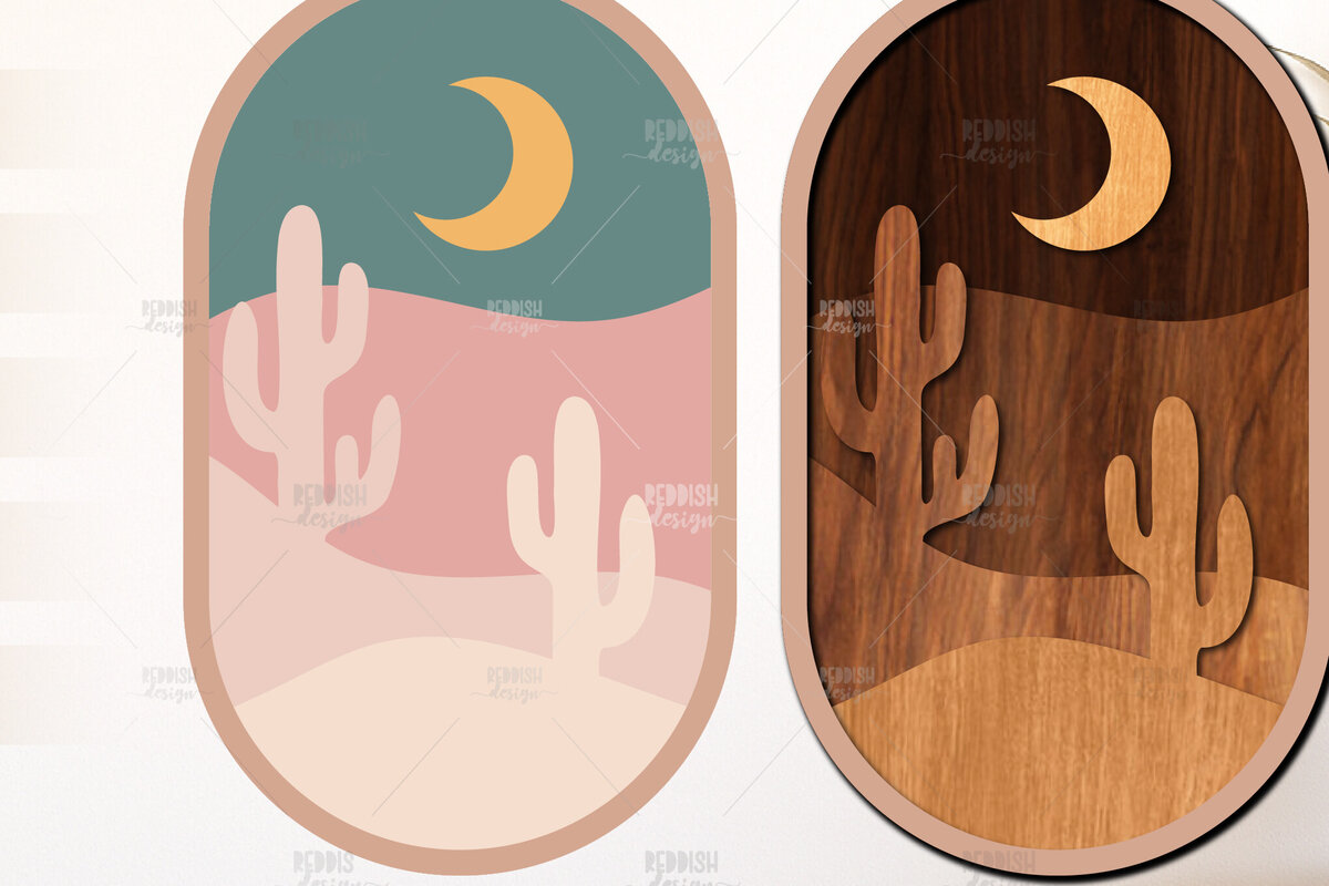 Intra απο ξύλο plywood 3mm-4mm πάχος Boho Landscape Art Wall Art Δίασταση 40x40 cm INTRAFABR-124846292