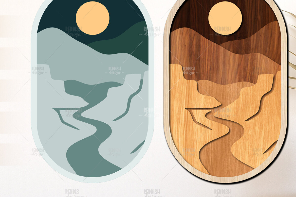 Intra απο ξύλο plywood 3mm-4mm πάχος Boho Landscape Art Wall Art Δίασταση 40x40 cm INTRAFABR-124846319