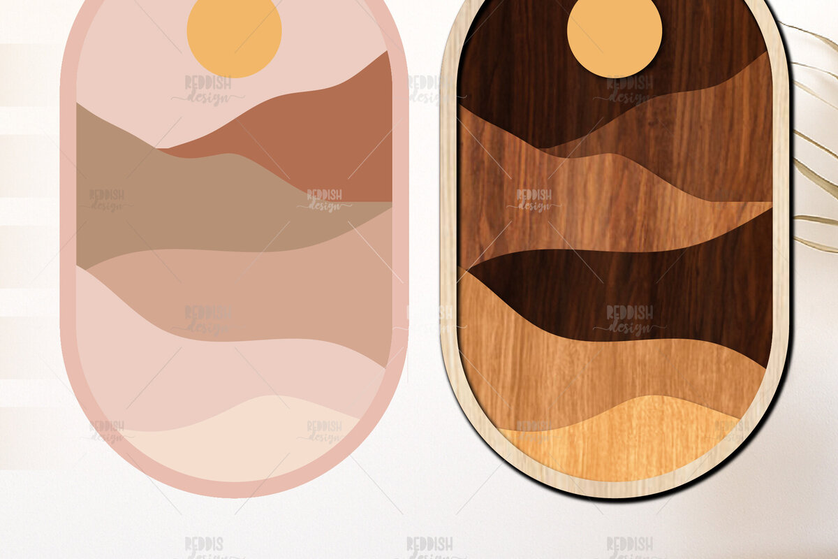 Intra απο ξύλο plywood 3mm-4mm πάχος Boho Landscape Art Wall Art Δίασταση 40x40 cm INTRAFABR-124846372