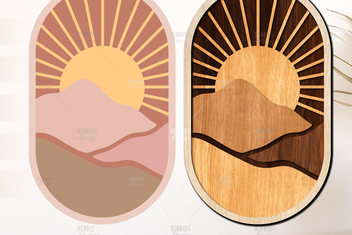 Intra απο ξύλο plywood 3mm-4mm πάχος Boho Landscape Art Wall Art Δίασταση 40x40 cm INTRAFABR-124846425