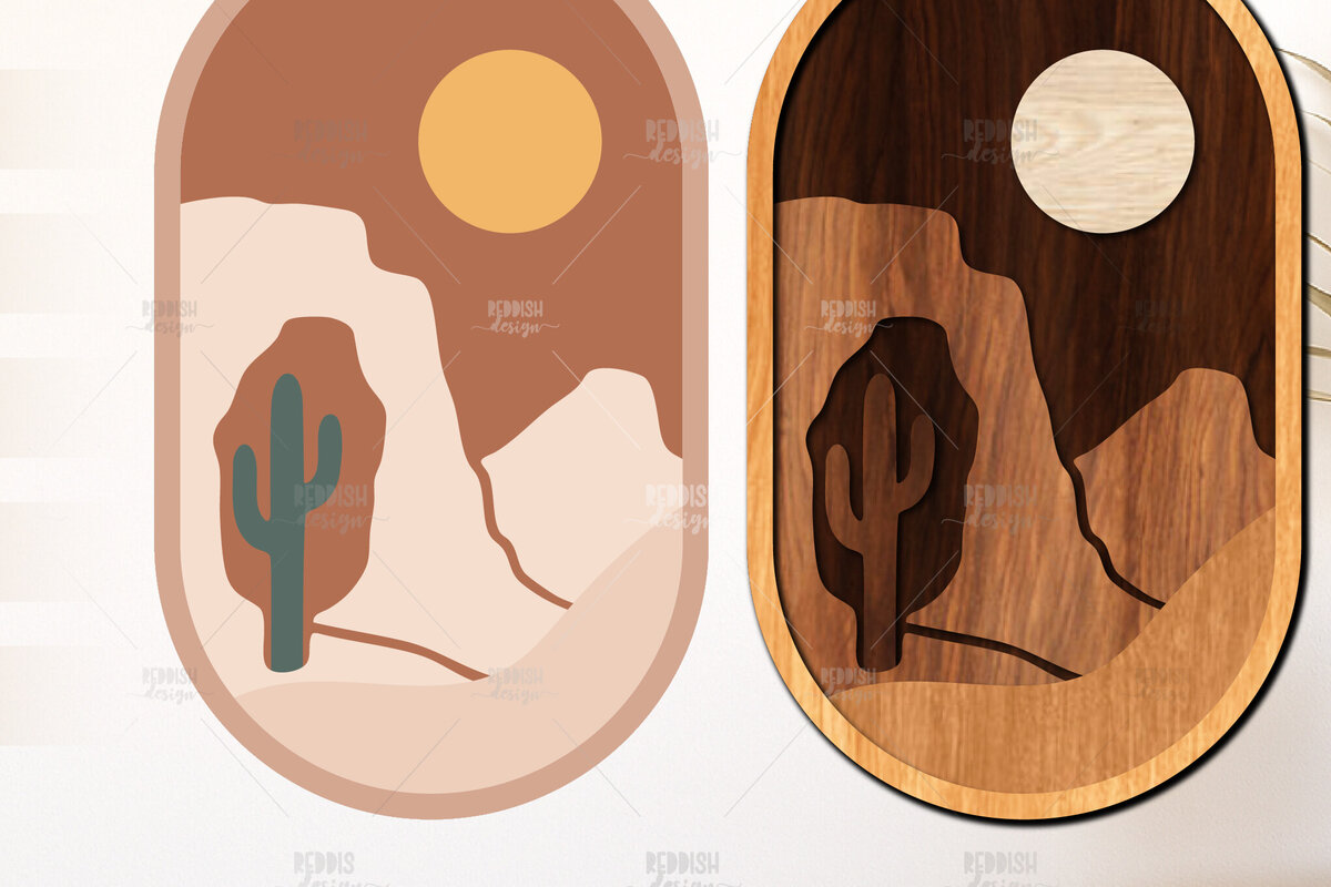 Intra απο ξύλο plywood 3mm-4mm πάχος Boho Landscape Art Wall Art Δίασταση 40x40 cm INTRAFABR-124846238