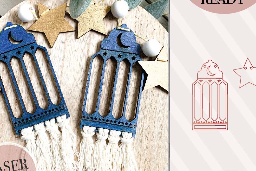 Intra απο ξύλο plywood 3mm-4mm πάχος Boho Lantern Macrame Garland Δίασταση 30x20 cm INTRAFABR-73132302