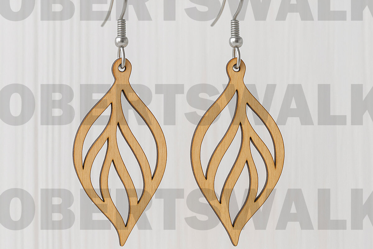 Σετ των 3 Intra απο ξύλο plywood 3mm-4mm πάχος Σκουλαρίκι με φύλλα Boho Δίασταση 6x6 cm INTRAFABR-123812938