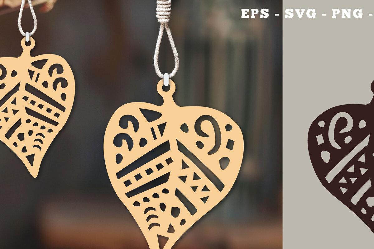 Σετ των 3 Intra απο ξύλο plywood 3mm-4mm πάχος Στολίδι Boho Leaves Cut  3 Δίασταση 8x8 cm INTRAFABR-112014239