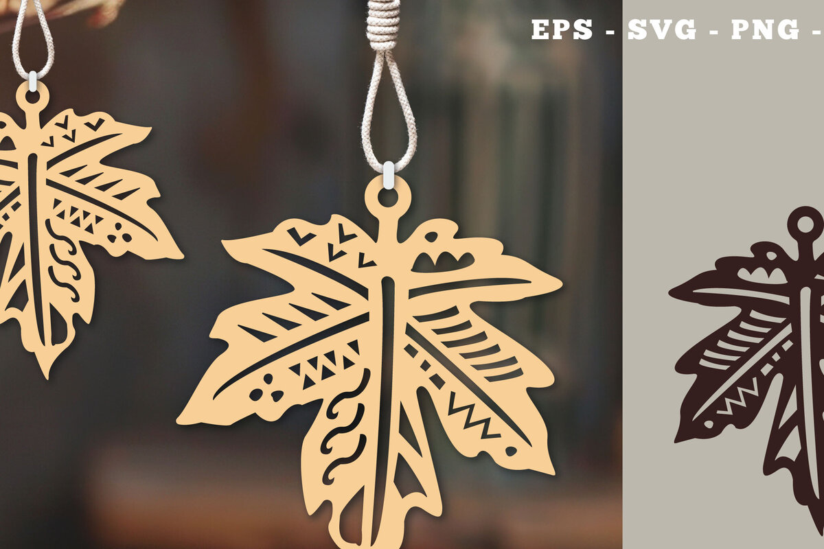 Σετ των 3 Intra απο ξύλο plywood 3mm-4mm πάχος Στολίδι Boho Leaves Cut  4 Δίασταση 8x8 cm INTRAFABR-112014260