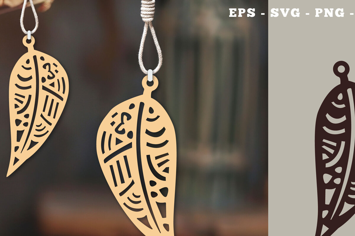 Σετ των 3 Intra απο ξύλο plywood 3mm-4mm πάχος Στολίδι Boho Leaves Cut  5 Δίασταση 8x8 cm INTRAFABR-112014303