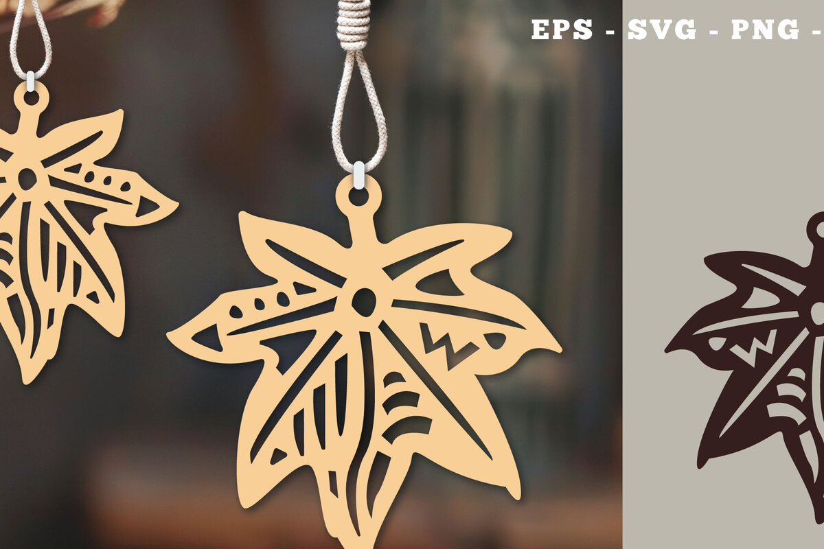 Σετ των 3 Intra απο ξύλο plywood 3mm-4mm πάχος Στολίδι Boho Leaves Cut  6 Δίασταση 8x8 cm INTRAFABR-112014327