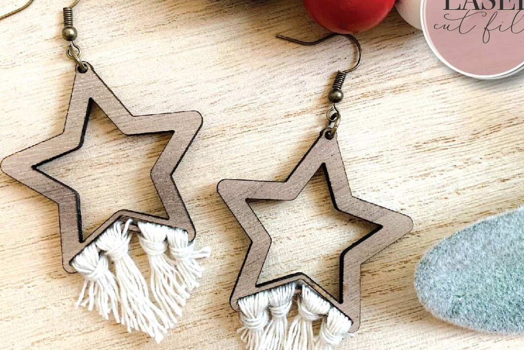 Σετ των 3 Intra απο ξύλο plywood 3mm-4mm πάχος Σκουλαρίκια Boho Macrame Δίασταση 3x3 cm INTRAFABR-74152206