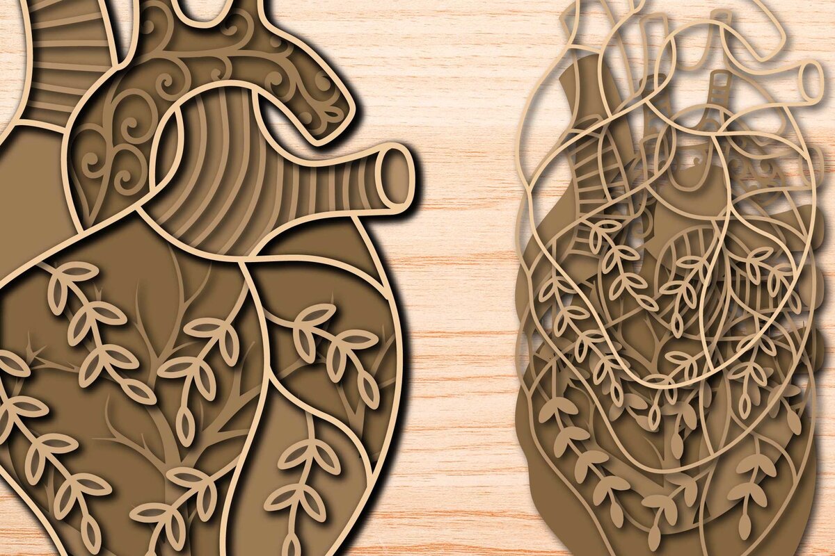 Σετ των 2 Intra απο ξύλο plywood 3mm-4mm πάχος κοπής πολλαπλών επιπέδων λέιζερ BOHO Δίασταση 15x15 cm INTRAFABR-75297543