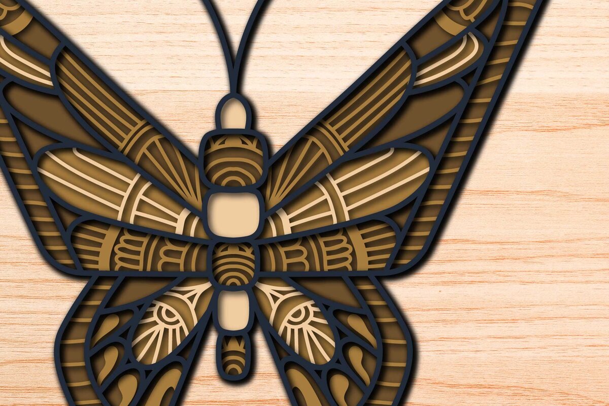 Σετ των 2 Intra απο ξύλο plywood 3mm-4mm πάχος κοπής πολλαπλών επιπέδων λέιζερ BOHO Δίασταση 15x15 cm INTRAFABR-75289476