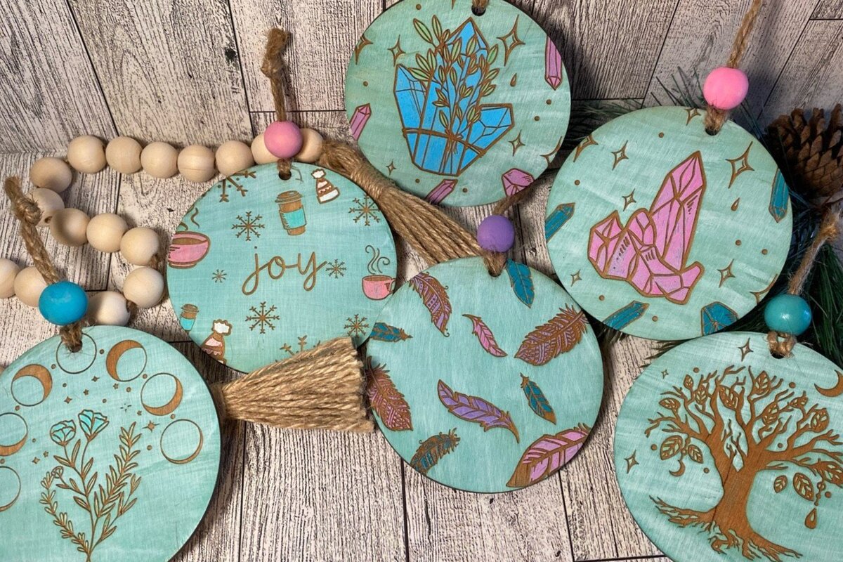 Σετ των 3 Intra απο ξύλο plywood 3mm-4mm πάχος Boho Ornament  Δίασταση 8x8 cm INTRAFABR-41476942